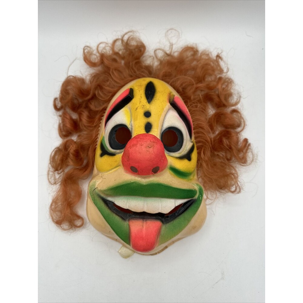 Vintage Mask Evil Clown Circus Halloween Costume Vacaform Bayshore Horror RARE